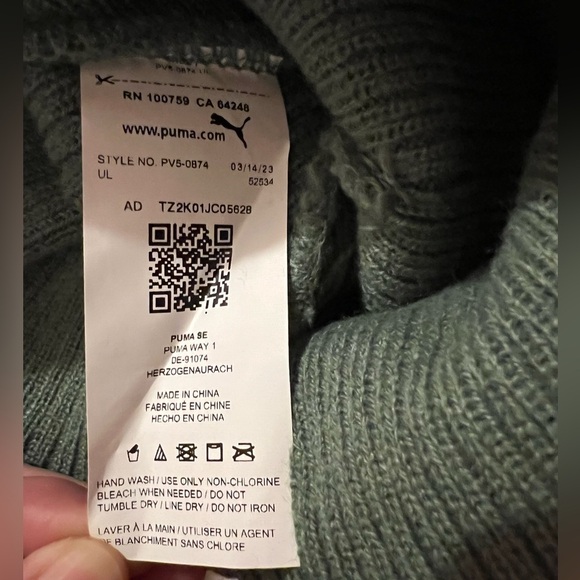 PUMA Fundamental Cuff Beanie Sage Green One Size NWT - Picture 4 of 5